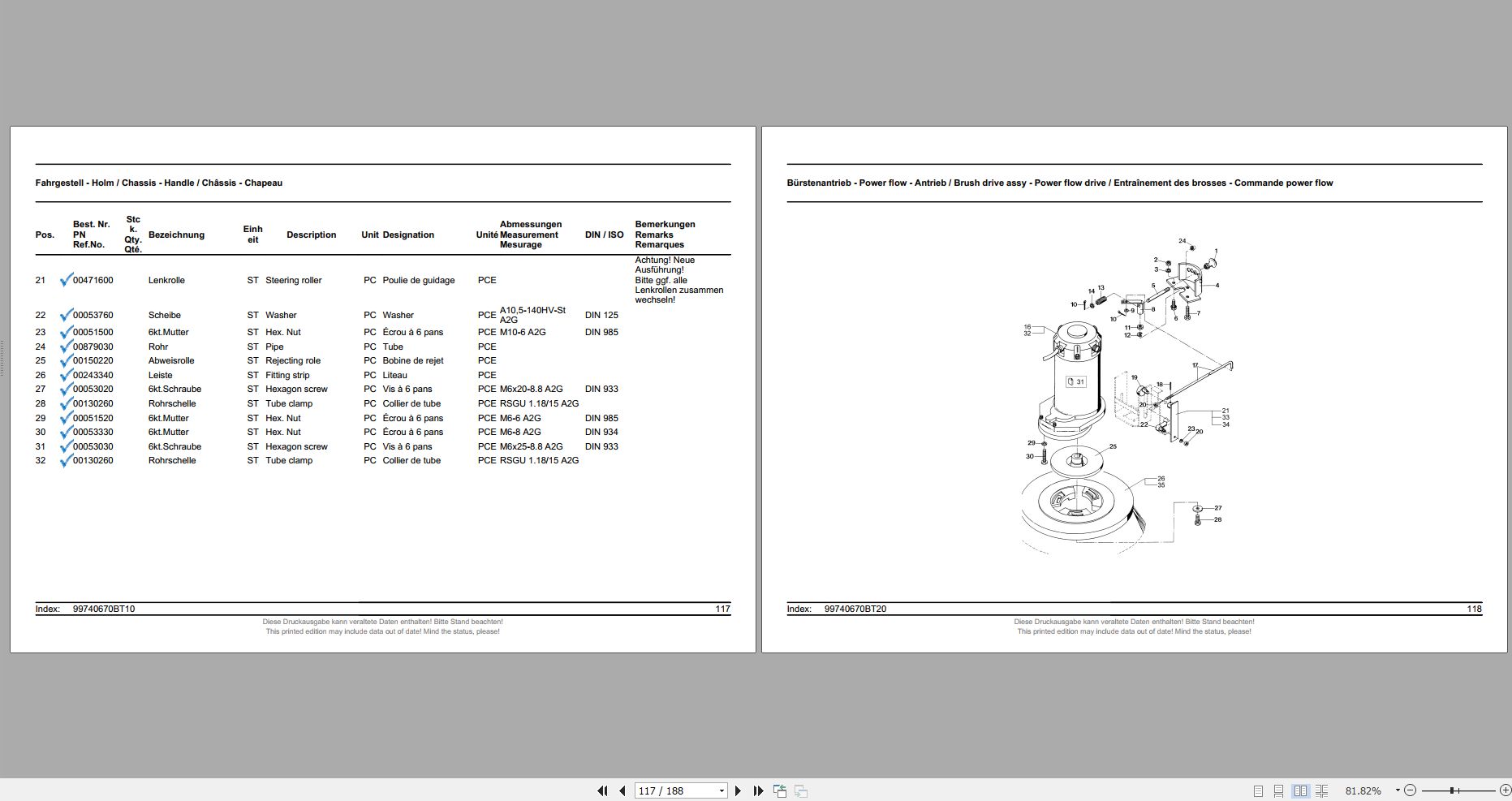 Hako Ride-On Floor Scrubber Hakomatic 1100 Spare Parts Catalog EN DE FR ...