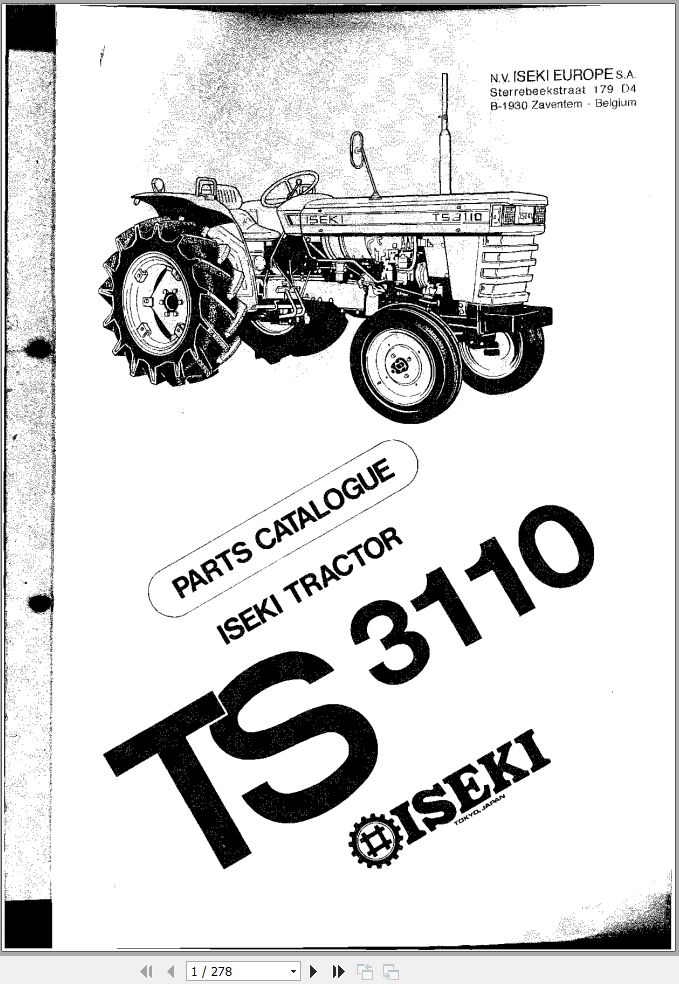 Iseki Tractor Ts Parts Catalog Auto Repair Manual