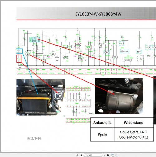 Sany Excavator SY16C SY26C SY80C SY135C SY155C Electrical System Schematic DE (3)