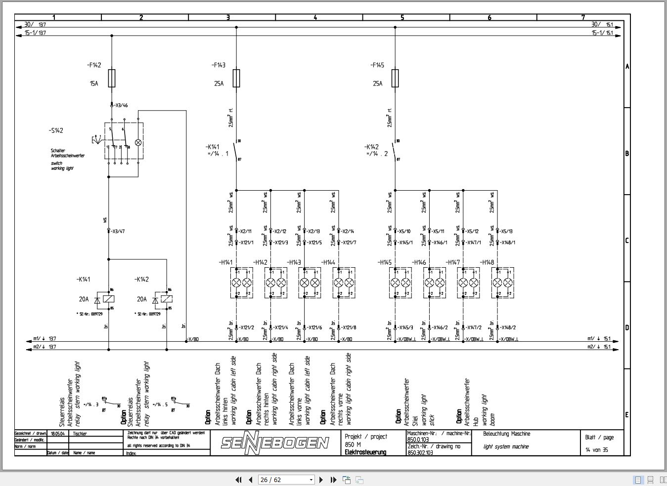 Sennebogen Material Handler 850 850.0.114 Electric Diagram EN DE | Auto ...