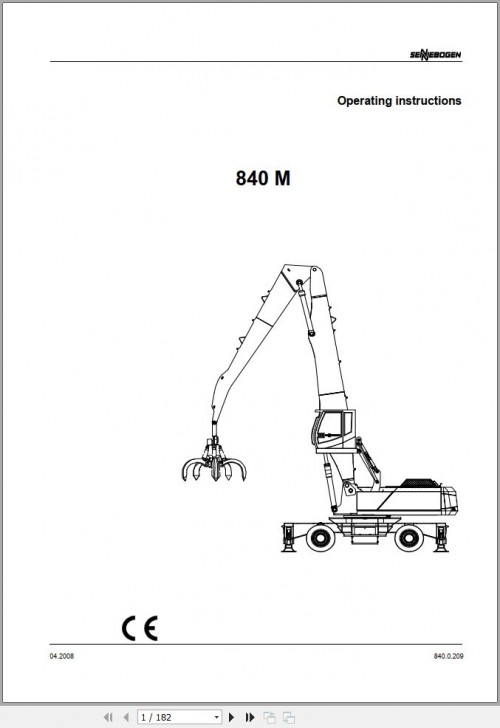 Sennebogen Material Handlers 840 M 840.0.209 Operating and Maintenance Manual