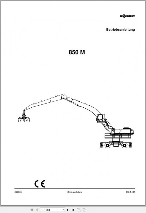 Sennebogen Material Handlers 850 M 850.0.132 Operating and Maintenance Manual DE