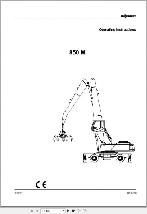 Sennebogen Material Handlers 850 M 850.0.205 Operating and Maintenance Manual