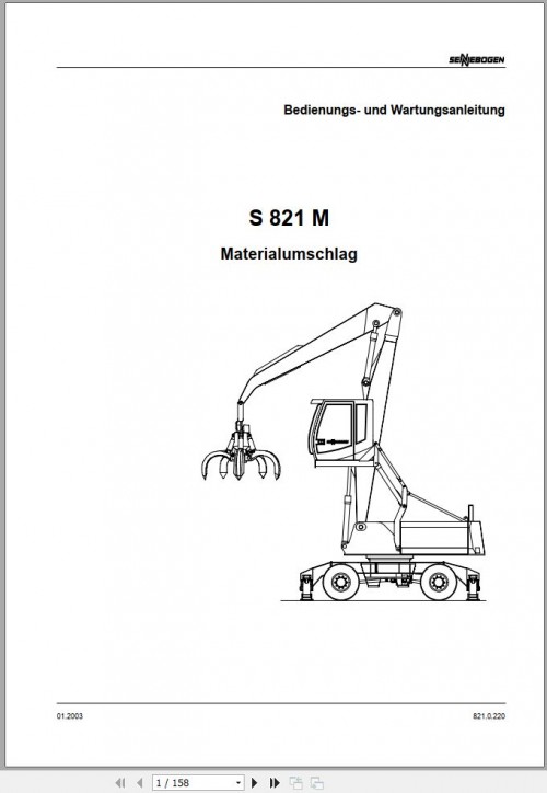 Sennebogen Material Handlers S 821 M 821.0.220 Operating and Maintenance Manual DE