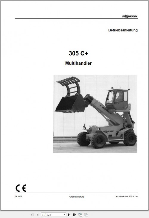 Sennebogen Multihandler 305 C+ 305.0.326 Opearting Instructions DE