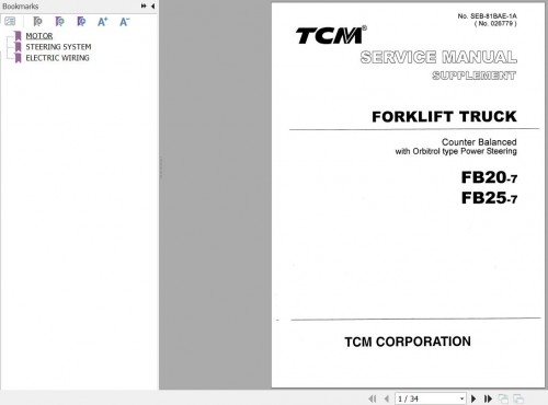 TCM Forklift FB20 7 FB25 7 Service Manual SEB 81BAE 1A (1)