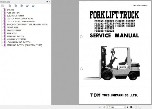 TCM Forklift FD20Z3 to FHD30Z Service Manual SEF 13AAE (1)