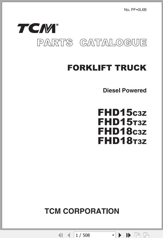 TCM Forklift FHD15 FHD18 C3Z T3Z Parts Catalog PF-0L6B | Auto Repair ...