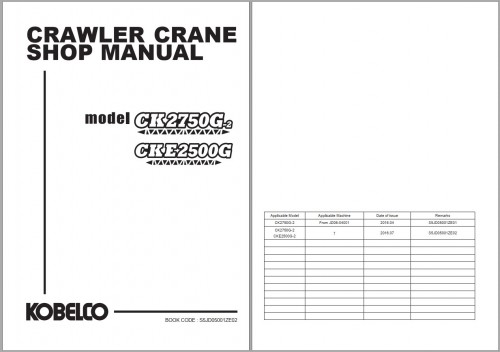 Kobelco Crawler Crane CK2750G 2 CKE2500G Shop Manual S5JD05001ZE02 (1)
