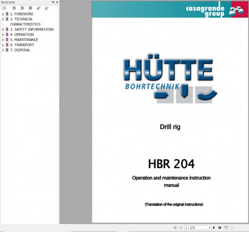 Hutte Drill Rig HBR 204 Operation and Maintenance Manual