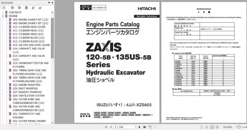 Hitachi Isuzu Engine 4JJ1 XZSA03 Parts Catalog 4JJ1 XZSA03 16 (1)