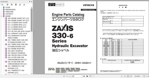 Hitachi Isuzu Engine 6HK1 XASA11 Parts Catalog 6HK1 XASA11 11 (1)