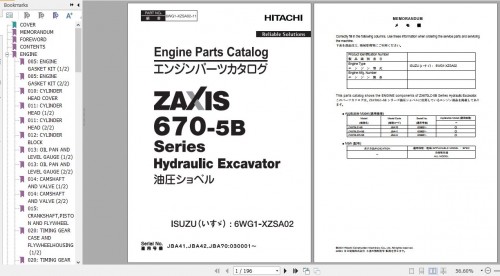 Hitachi Isuzu Engine 6WG1 XZSA02 Parts Catalog 6WG1 XZSA02 11 (1)