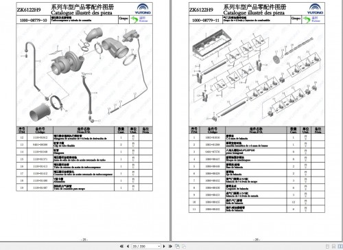 Yutong Bus ZK6122H9 Parts Catalog FR ZH 1