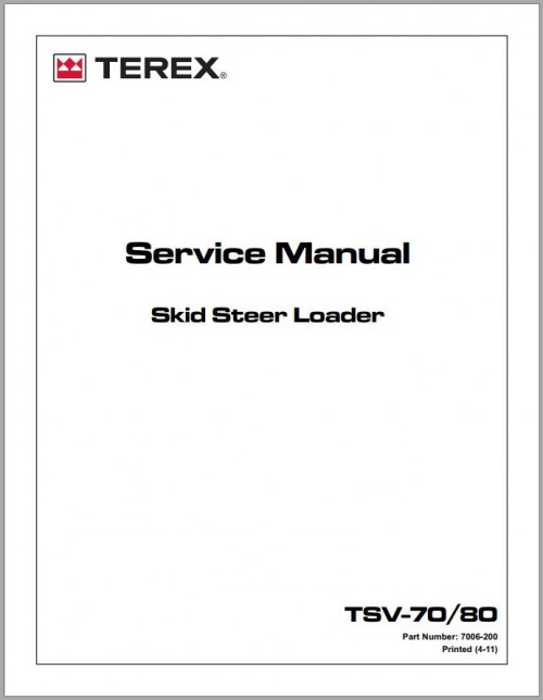 Terex Skid Steer Loader TSV 70 TSV 80 Service Manual 7006 200 (1)