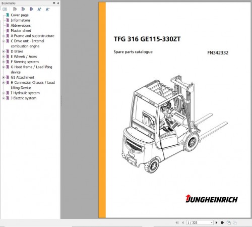 Jungheinrich Forklift TFG 316 GE115 330ZT Parts Catalog FN342332 (1)