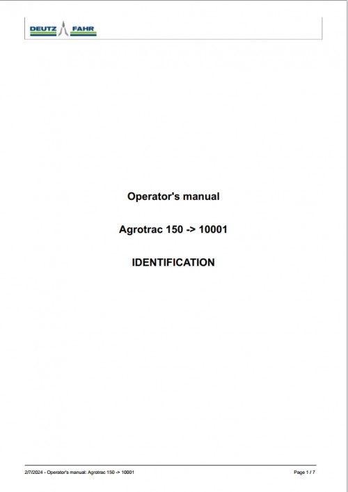 Deutz Fahr Agrotrac 150 SN 10001 Operator Manual (1)