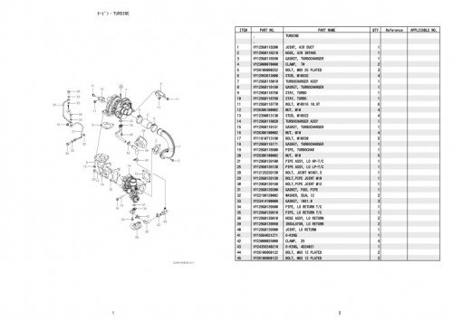 Yanmar Engine 4TN107FTT Parts Catalog For SK210LC 11E SK210NLC 11E 3