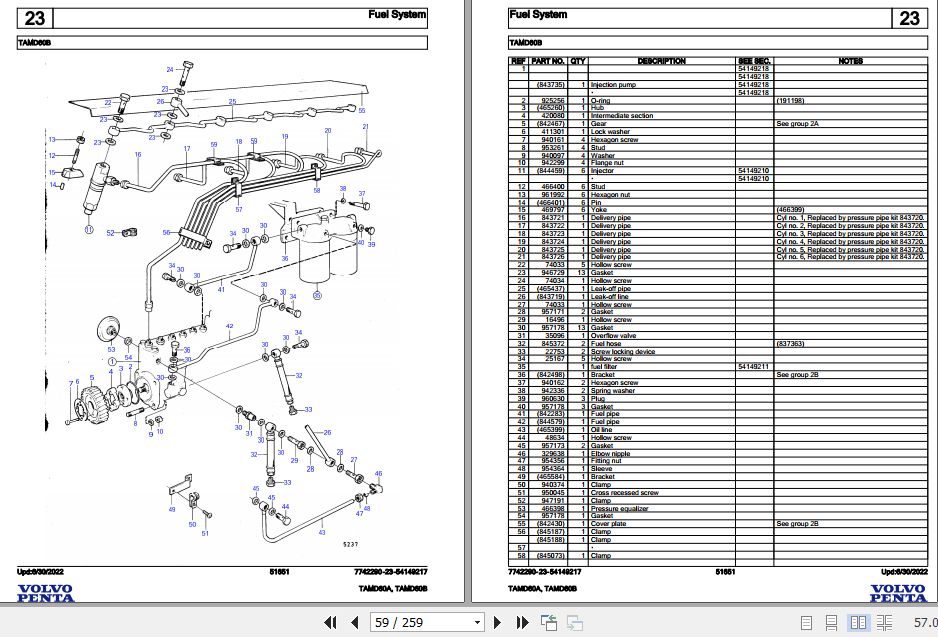 Volvo Penta Marine Diesel Engines TAMD60A TAMD60B Parts Catalog | Auto ...