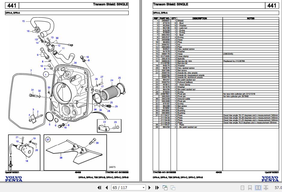 Volvo Penta Marine Drives Transmissions DPH-A To DPR-B Parts Catalog ...