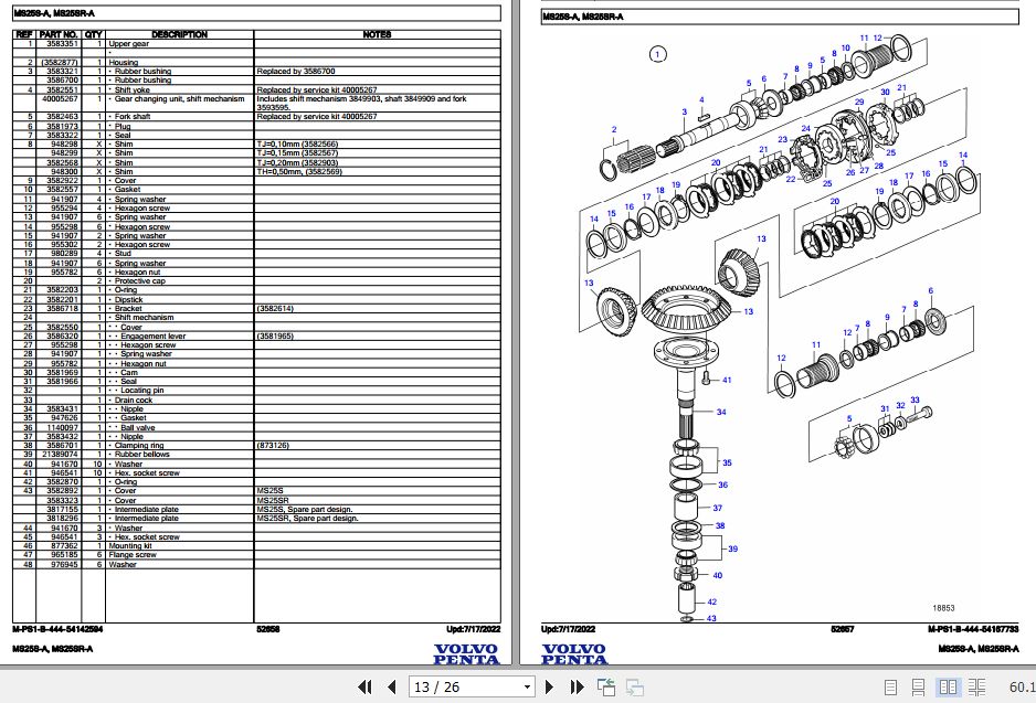 Volvo Penta Marine Drives Transmissions Ms S A Ms Sr A Parts Catalog