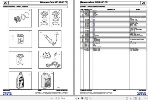 Volvo Penta Marine Gasoline Engines 5.0FiPMDA to 5.8FiPMDM Parts Catalog