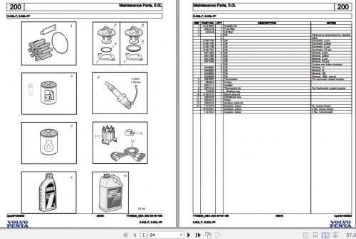 Volvo Penta Marine Gasoline Engines 5.0GL F 5.0GL FF Parts Catalog