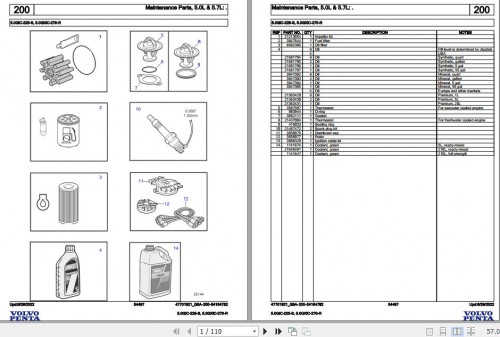 Volvo Penta Marine Gasoline Engines 5.0GiC 225 S 5.0GXiC 270 R Parts Catalog