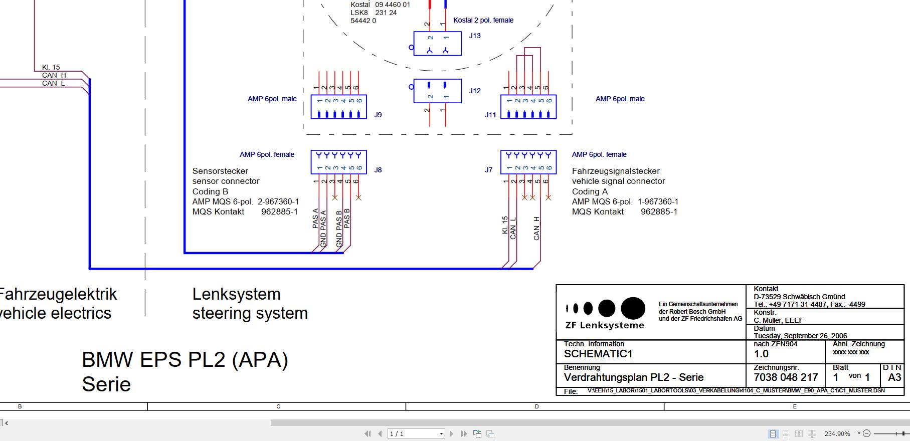 ZF Control Unit BMW EPS PL2 Series Connection Diagram DE | Auto Repair ...