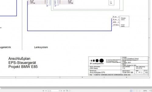 ZF Control Unit EPS Project BMW E85 Connection Diagram DE