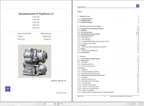 ZF Transmission ErgoPower L II Diagrams and Operating Instructions DE