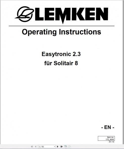 Lemken Agricultural 2.41 GB PDF Operating Instructions Update 2023 2