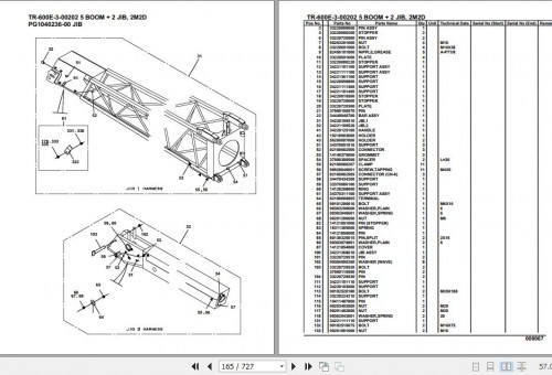 Tadano Hydraulic Crane TR 600E 3 00202 5 Boom 2 Jib 2M2D Parts Catalog (2)