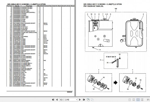 Tadano Rough Terrain Crane GR 120N 2 00111 6 Boom 2 Jib PT X 12TON Parts Catalog (2)