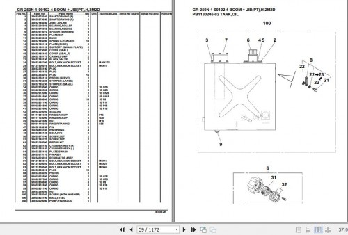 Tadano Rough Terrain Crane GR 250N 1 00102 4 Boom Jib PT H 2M2D Parts Catalog (2)