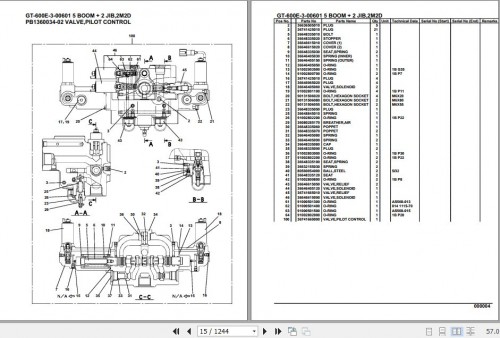 Tadano Truck Crane GT 600E 3 00601 5 Boom 2 Jib 2M2D Parts Catalog 1