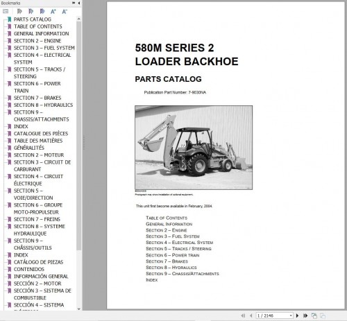 Case Loader Backhoe 580M Series 2 Parts Catalog 7 9030NA