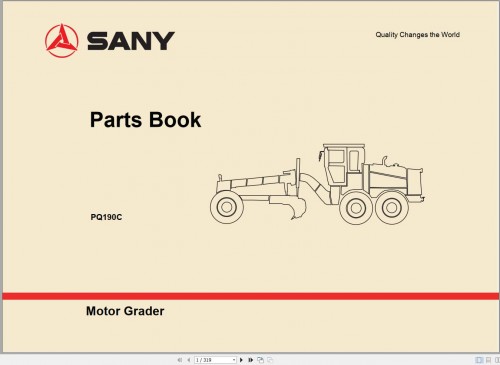 Sany Motor Grader BQ190C Parts Book 11PY20190001 (1)