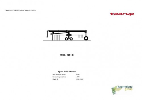 TAARUP Rakes, Multi Rotors, Centre Swath 9084 9184C Spare Parts Manual 1