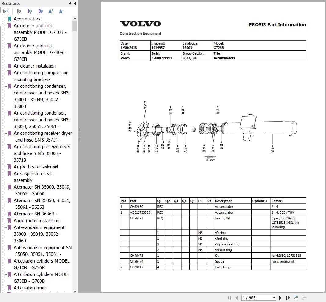 Volvo Motor Grader G726B Parts Catalog | Auto Repair Manual Forum ...