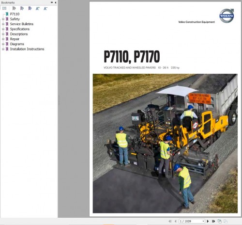 Volvo Tracked Paver P7110 Service and Repair Manual (1)