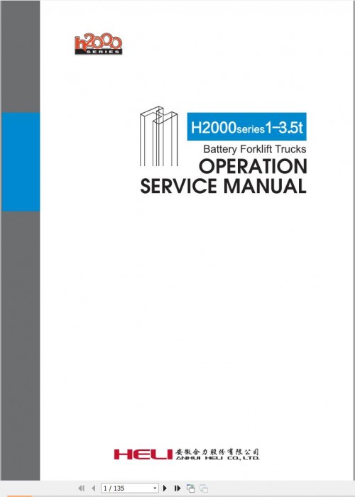 Heli Forklift H2000 Series 1 3.5t Operation and Service Manual