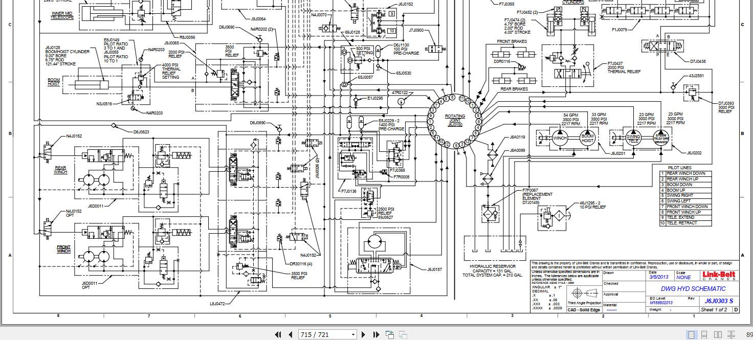 Link-belt Crane RTC-8050 II J6K4-4251 Service Manual Wiring Diagram ...