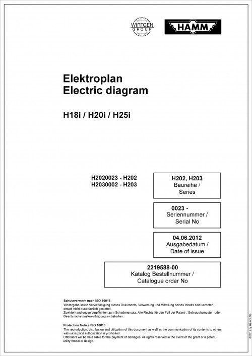 Wirtgen Hamm Earth Compaction Rollers H18i H20i H25i Electric Diagram 2219588 00 (1)