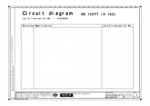 Wirtgen Hamm Static Roller HD 150TT Circuit Diagram 2102157 (1)