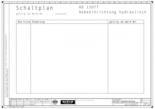 Wirtgen Hamm Static Roller HD 150TT Lifting Device Circuit Diagram 2048967 (1)