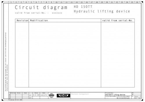 Wirtgen Hamm Static Roller HD 150TT Lifting Device Circuit Diagram 2048968 (1)