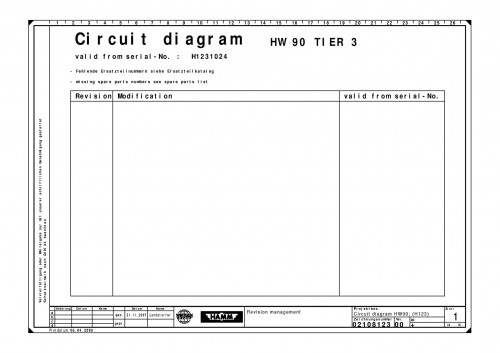 Wirtgen Hamm Static Roller HW 90 Circuit Diagram 02108123 (1)