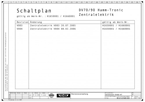 Wirtgen Hamm Tandem Asphalt Rollers DV 90 HT Circuit Diagram 01526030 (1)