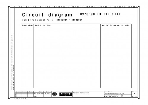 Wirtgen Hamm Tandem Asphalt Rollers DV 90 HT Circuit Diagram 02109259 00 (1)